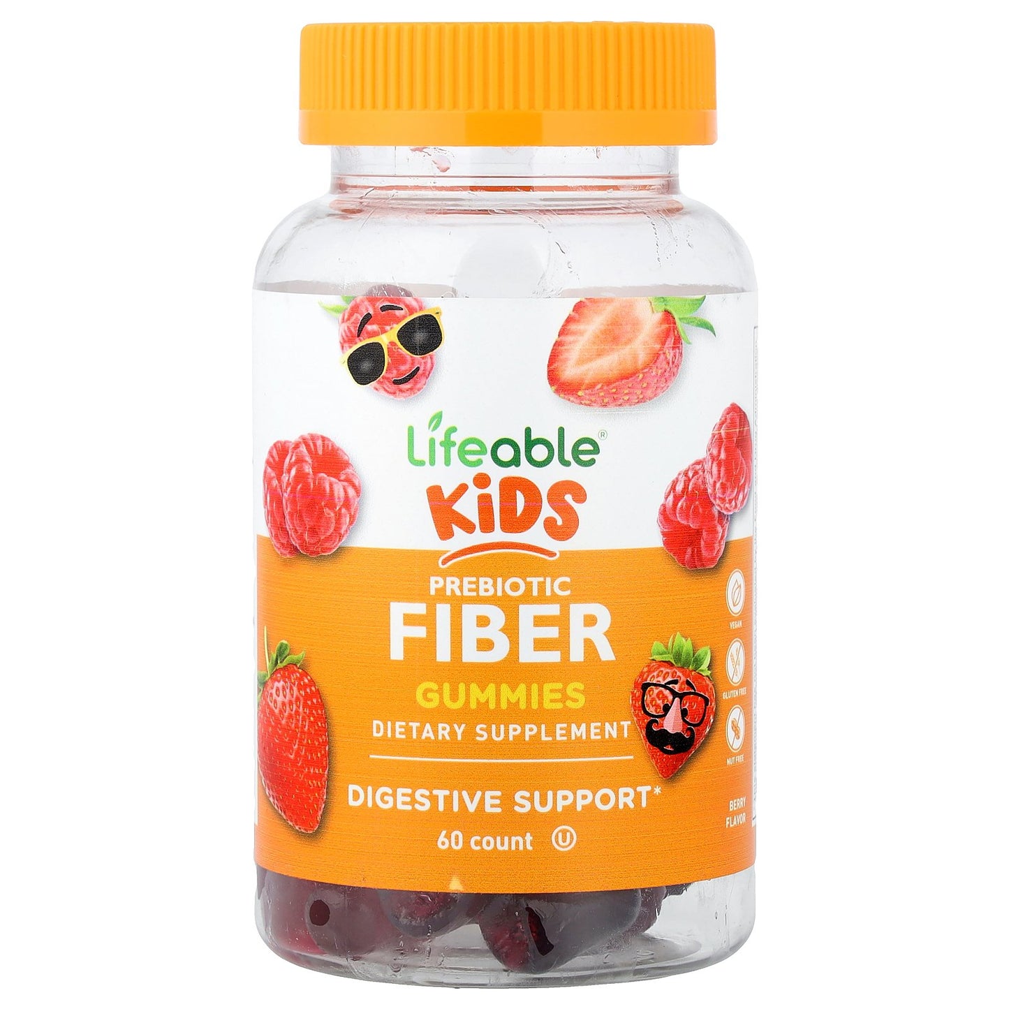 Lifeable, Kids Prebiotic Fiber Gummies, Natural Berry, 60 Gummies