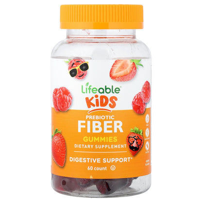 Lifeable, Kids Prebiotic Fiber Gummies, Natural Berry, 60 Gummies