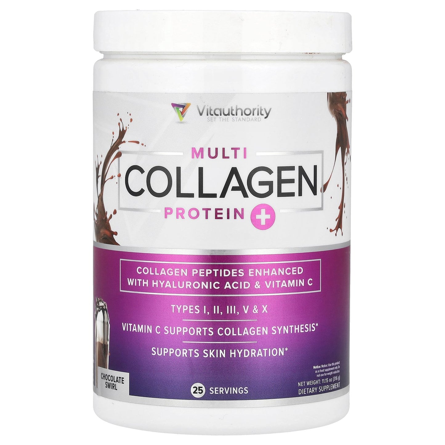 Vitauthority, Multi Collagen Protein, Chocolate Swirl, 11.15 oz (316 g)