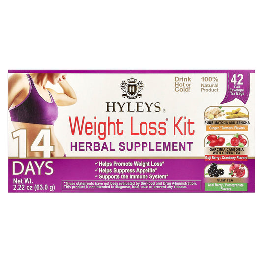 Hyleys Tea, 14 Days Weight Loss Kit, 42 Foil Envelope Tea Bags, 2.22 oz (63 g)