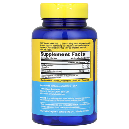 Nature's Life, Strontium, 60 Tablets (340 mg per Tablet)
