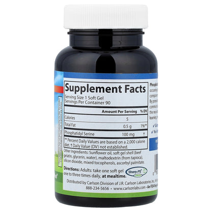 Carlson, Phosphatidyl Serine, 100 mg, 90 Soft Gels