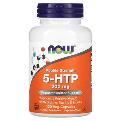 NOW Foods, 5-HTP, Double Strength, 200 mg, 120 Veg Capsules