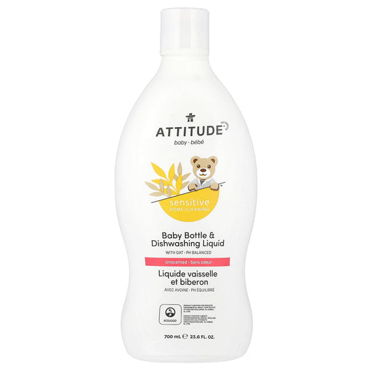 ATTITUDE, Baby Bottle & Dishwashing Liquid, Unscented, 23.6 fl oz (700 ml)
