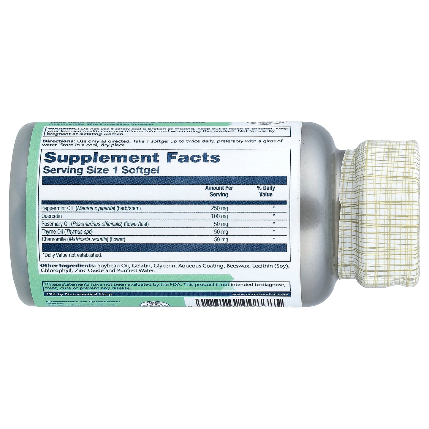 Solaray, Enteric Coated Peppermint Oil With Rosemary & Thyme Oil, 60 Softgels