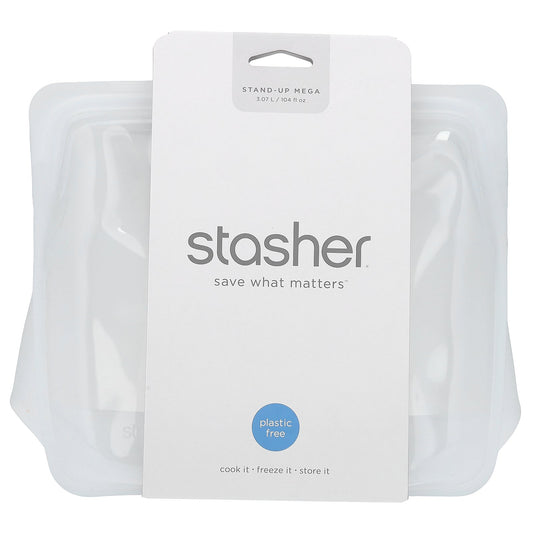 Stasher, Stand-Up Mega, Silicon Storage Bag, Clear, 104 fl oz (3.07 L)