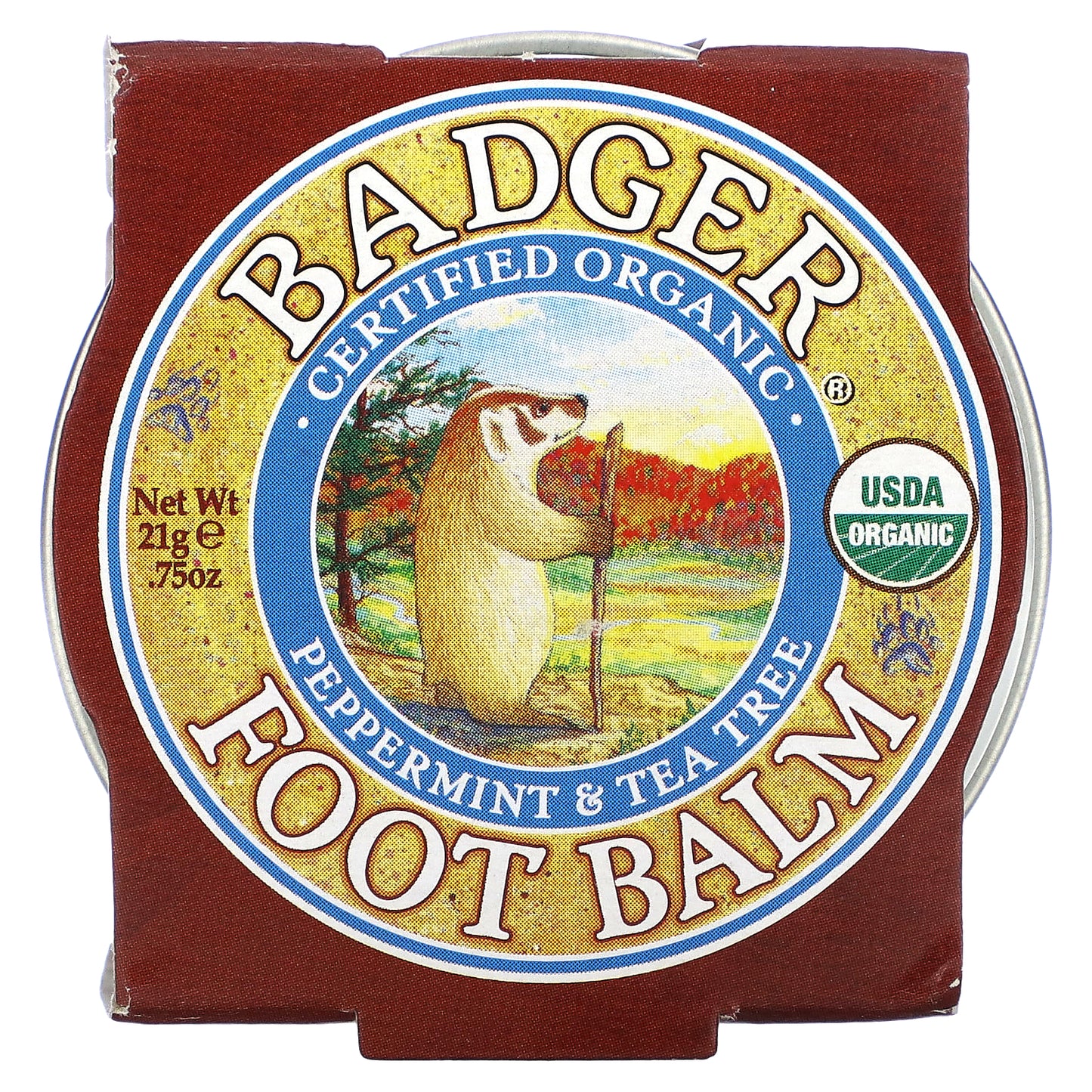 Badger, Organic Foot Balm, Peppermint & Tea Tree, 0.75 oz (21 g)