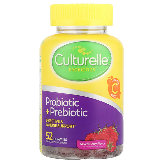 Culturelle, Probiotic + Prebiotic Gummies, Mixed Berry, 52 Gummies