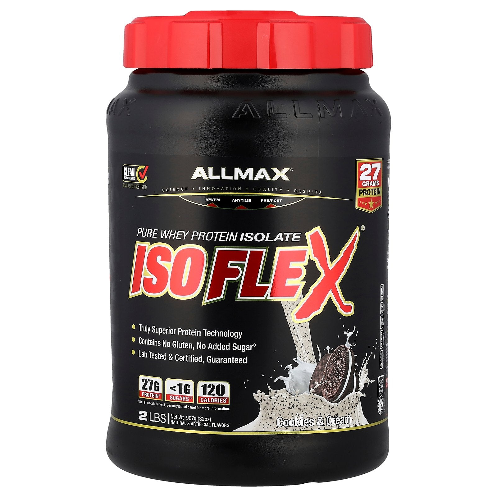 ALLMAX, ISOFLEX®, Pure Whey Protein Isolate, Cookies & Cream, 2 lbs (907 g)