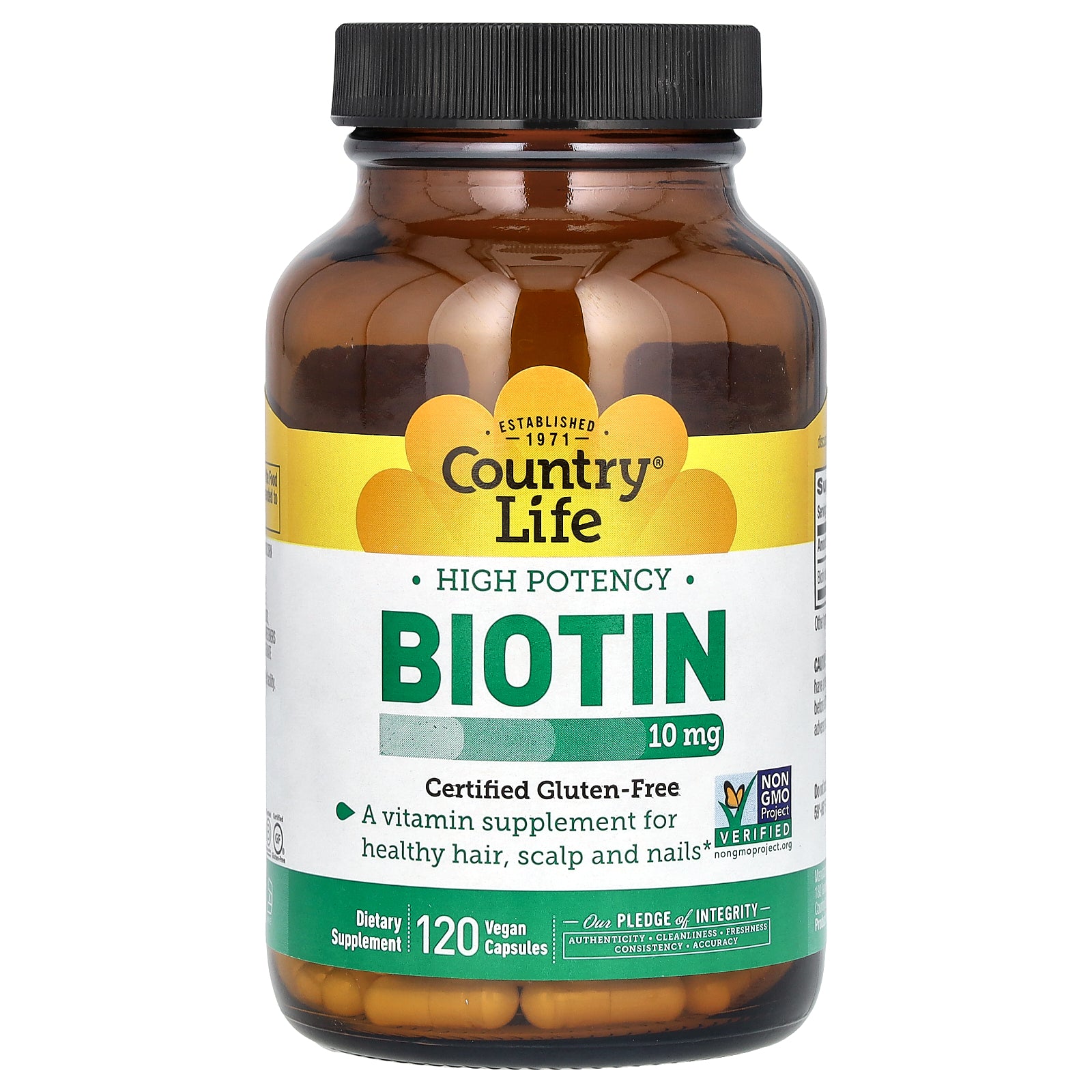 Country Life, Biotin, High Potency , 10 mg, 120 Vegan Capsules
