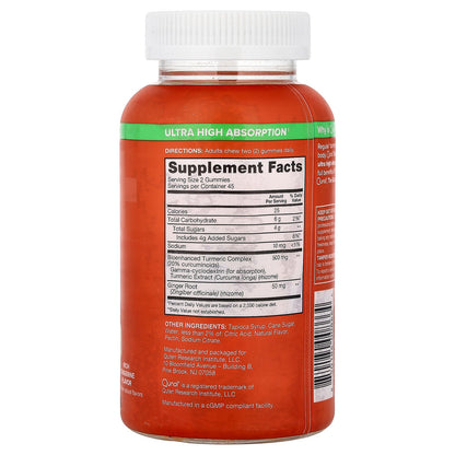 Qunol, Turmeric + Ginger, Rich Tangerine, 90 Gummies (275 mg per Gummy)