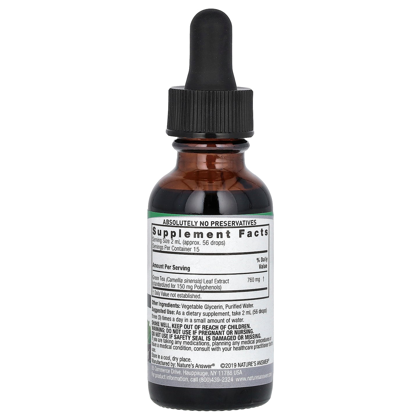 Nature's Answer, Green Tea Extract, Alcohol-Free, 760 mg, 1 fl oz (30 ml)