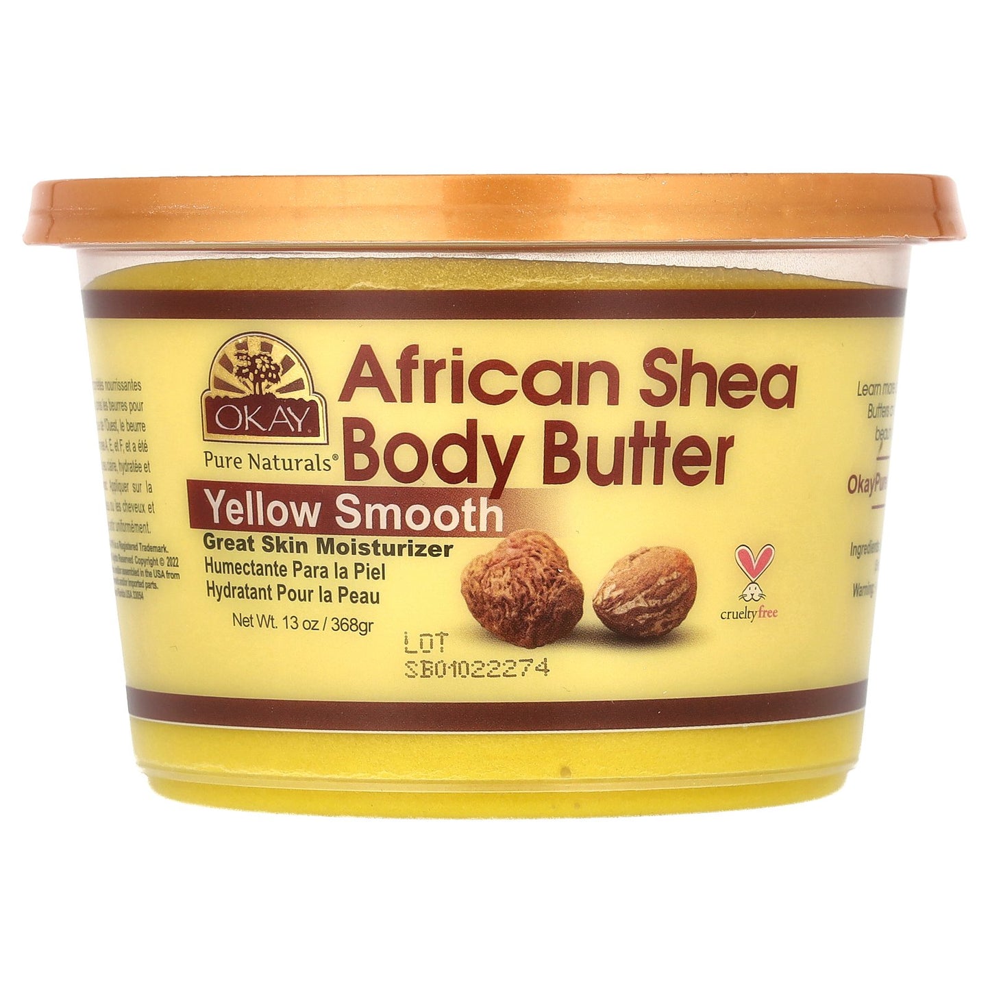 Okay Pure Naturals, African Shea Body Butter, Yellow Smooth, 13 oz (368 g)