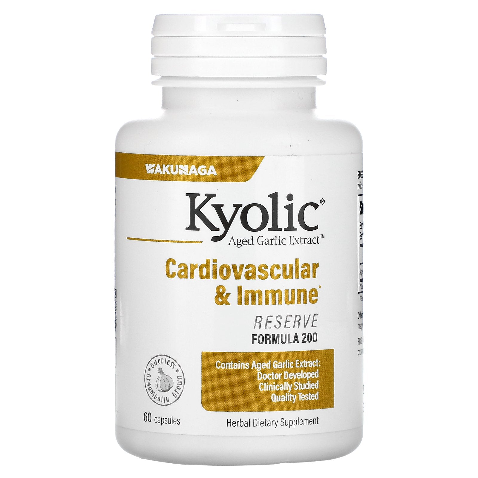Kyolic, Aged Garlic Extract, Cardiovascular & Immune, Reserve Formula 200, 60 Capsules (600 mg per Capsule)