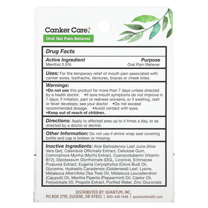 Quantum Health, Canker Care+, Oral Gel Pain Reliever, 0.33 fl oz (9.7 ml)