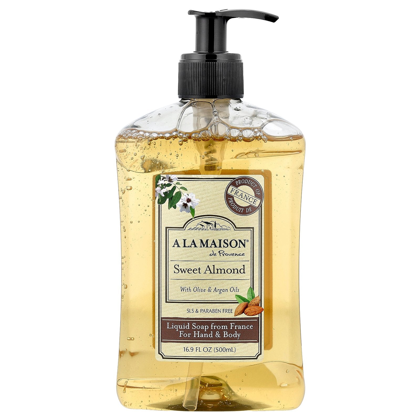 A La Maison de Provence, Liquid Soap For Hand & Body, Sweet Almond, 16.9 fl oz (500 ml)