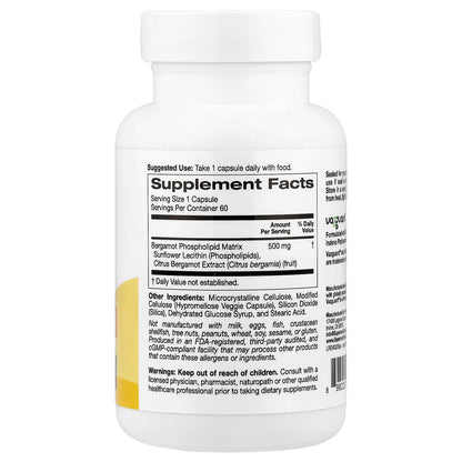 Super Nutrition, Bergamot Phytosome with Citrus Bergamot Extract, 500 mg, 60 Veggie Capsules