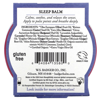 Badger, Organic Sleep Balm, Lavender & Bergamot, 2 oz (56 g)