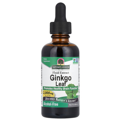 Nature's Answer, Ginkgo Leaf, Fluid Extract, Alcohol-Free, 2,000 mg, 2 fl oz (60 ml) (1,000 mg per ml)