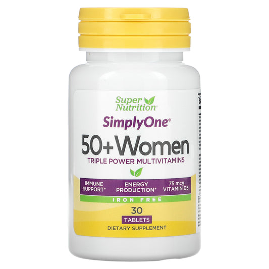 Super Nutrition, SimplyOne, Women’s 50+ Triple Power Multivitamins, Iron Free, 30 Tablets