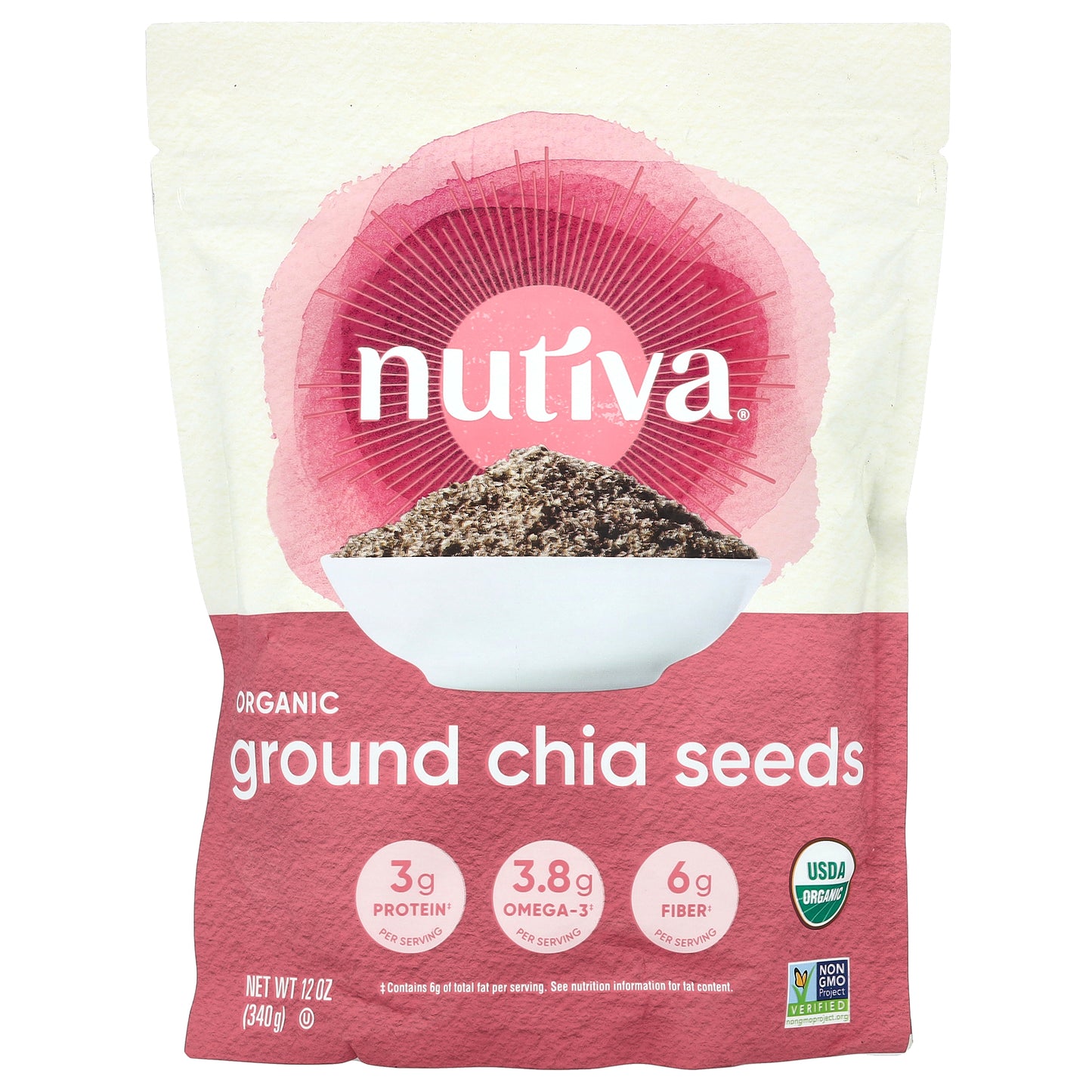 Nutiva, Organic Ground Chia Seeds, 12 oz (340 g)