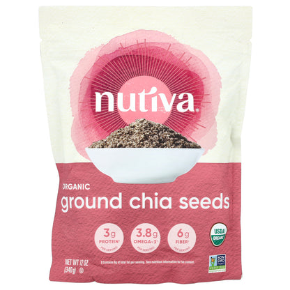 Nutiva, Organic Ground Chia Seeds, 12 oz (340 g)