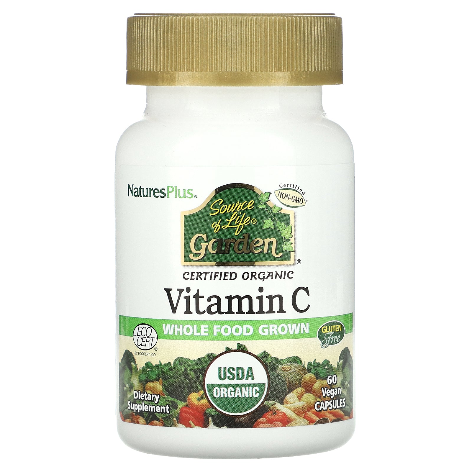 NaturesPlus, Source of Life Garden, Vitamin C, 60 Vegan Capsules