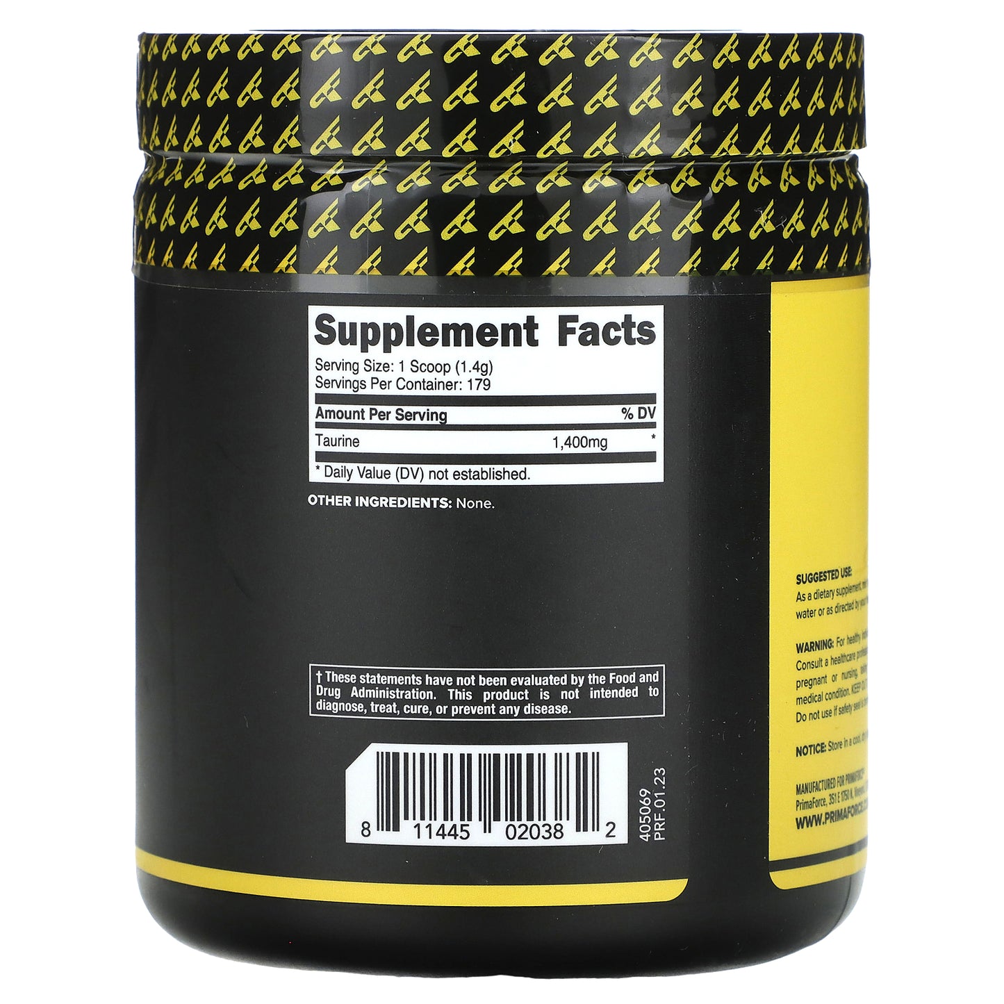 Primaforce, Taurine, Unflavored, 8.8 oz (250 g)