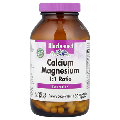Bluebonnet Nutrition, Calcium Magnesium 1:1 Ratio, 180 Vegetable Capsules