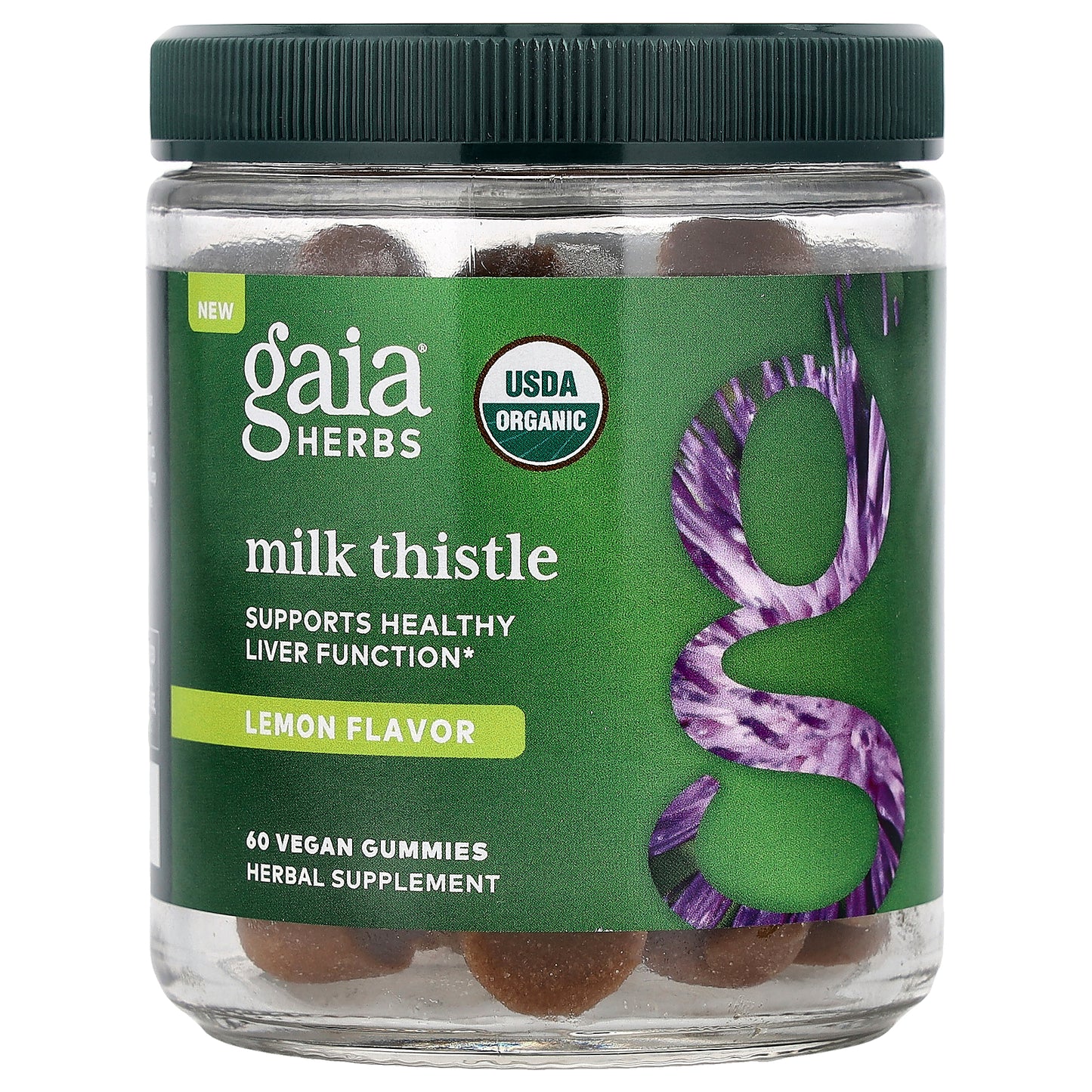Gaia Herbs, Milk Thistle Gummies, Lemon, 60 Vegan Gummies