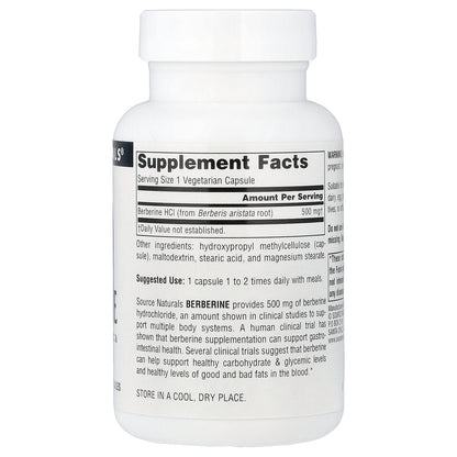 Source Naturals, Berberine, 500 mg, 60 Vegetarian Capsules
