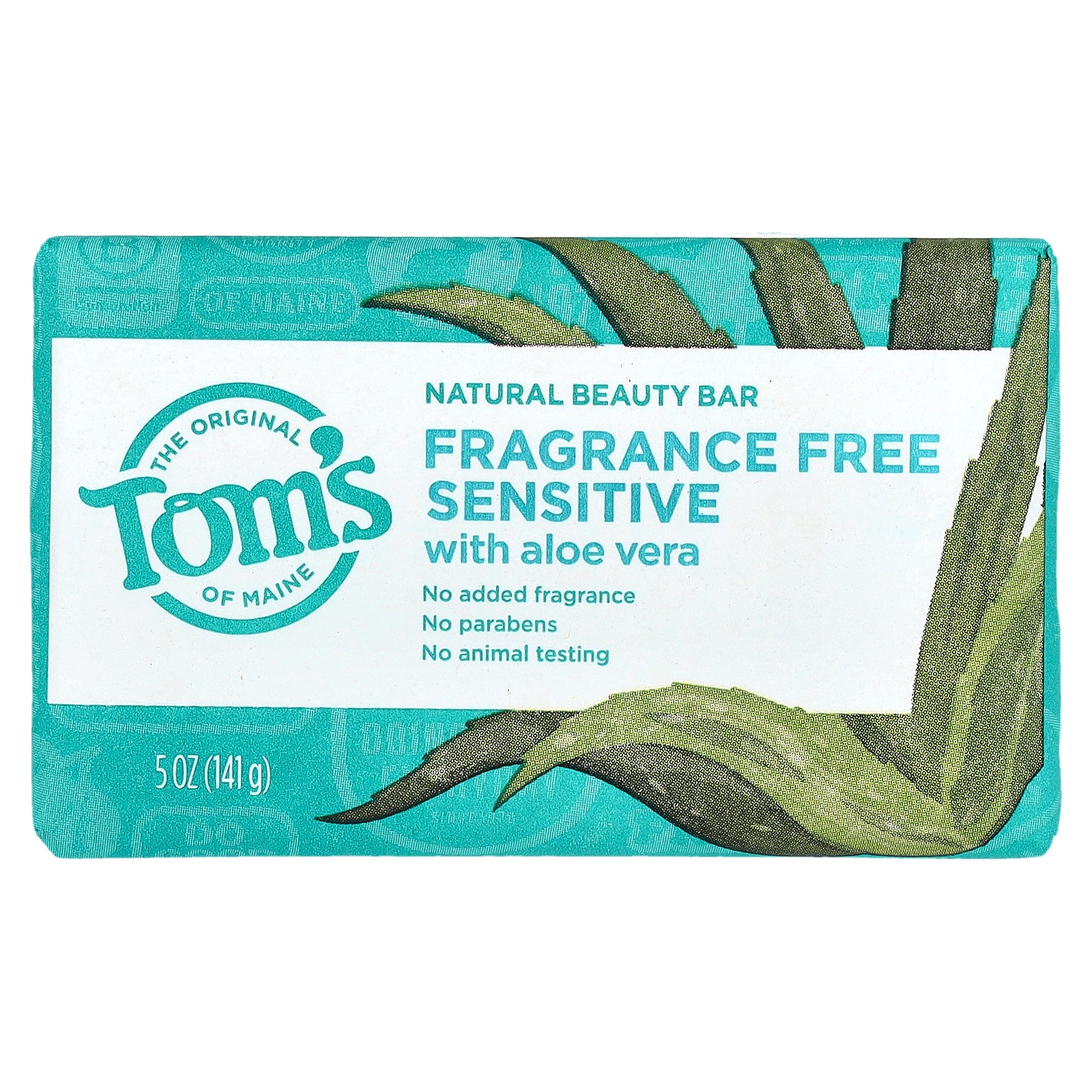 Tom's of Maine, Natural Beauty Bar Soap with Aloe Vera, Fragrance-Free, Sensitive, 5 oz (141 g)