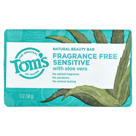Tom's of Maine, Natural Beauty Bar Soap with Aloe Vera, Fragrance-Free, Sensitive, 5 oz (141 g)