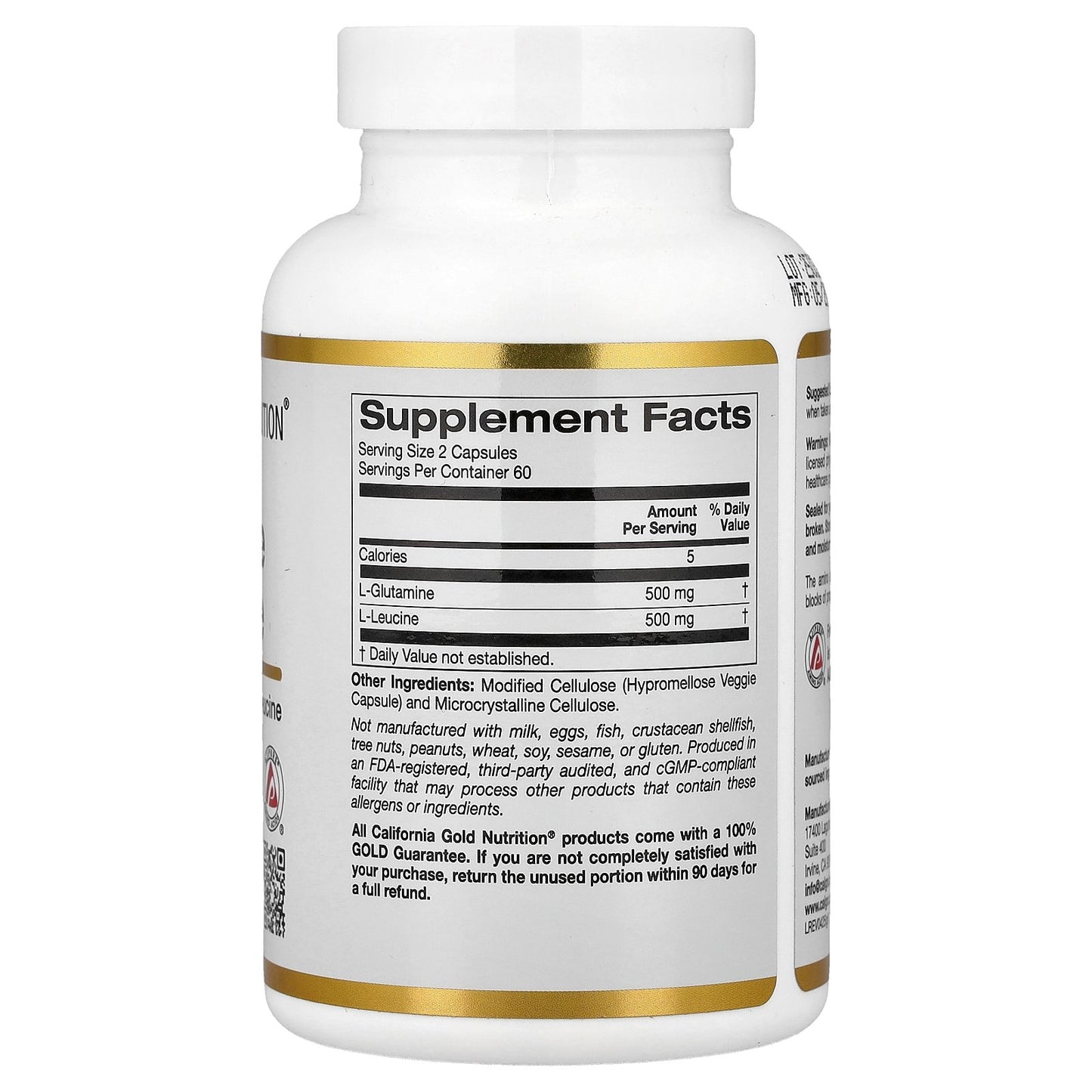 California Gold Nutrition, L-Glutamine + L-Leucine, 120 Veggie Capsules