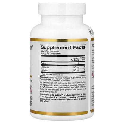 California Gold Nutrition, L-Glutamine + L-Leucine, 120 Veggie Capsules