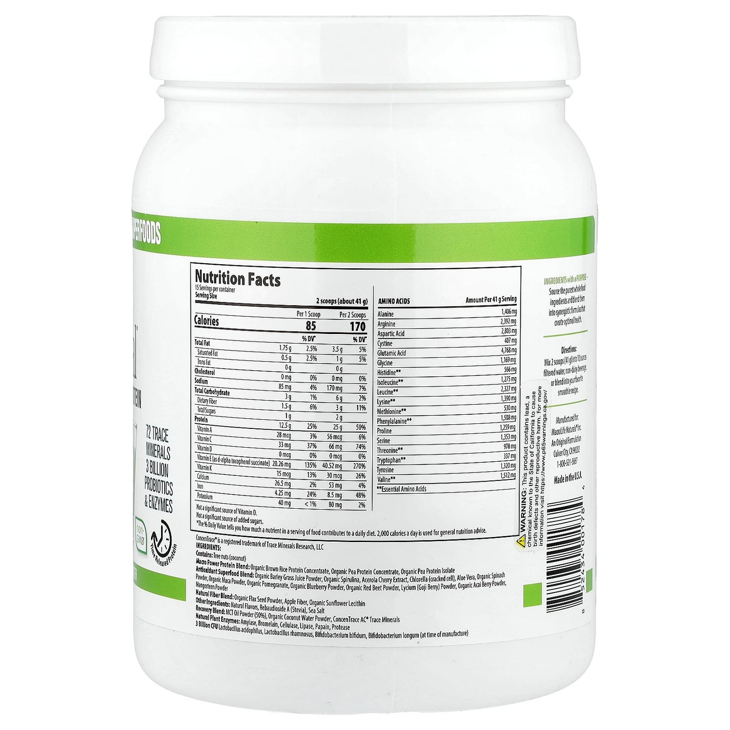 Macrolife Naturals, Macro Meal®, Ultimate Protein Powder, Vanilla, 21.7 oz (615 g)