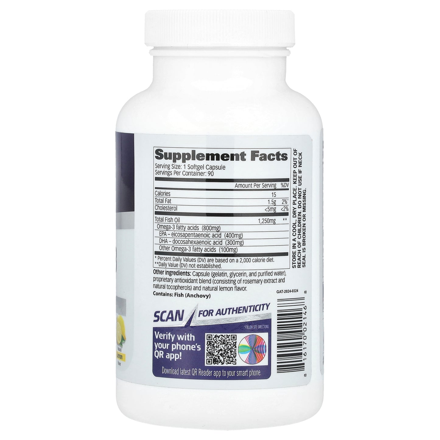 GAT, Sport, Omega-3, Natural Lemon, 90 Softgels