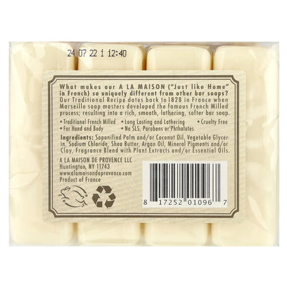 A La Maison de Provence, Hand & Body Bar Soap, Sweet Almond, 4 Bars, 3.5 oz (100 g) Each