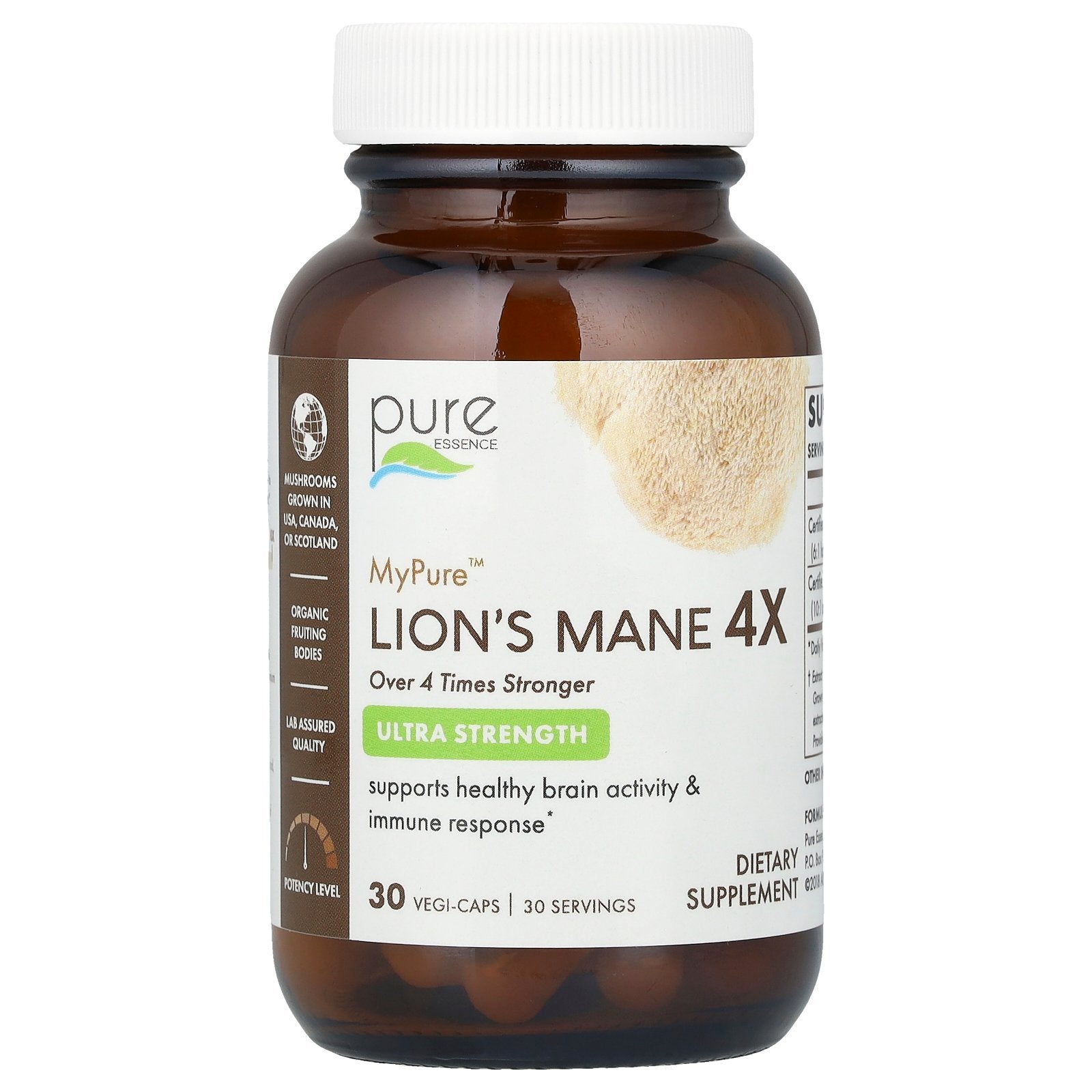 Pure Essence, MyPure™, Lion's Mane 4X, Ultra Strength, 30 Vegi-Caps