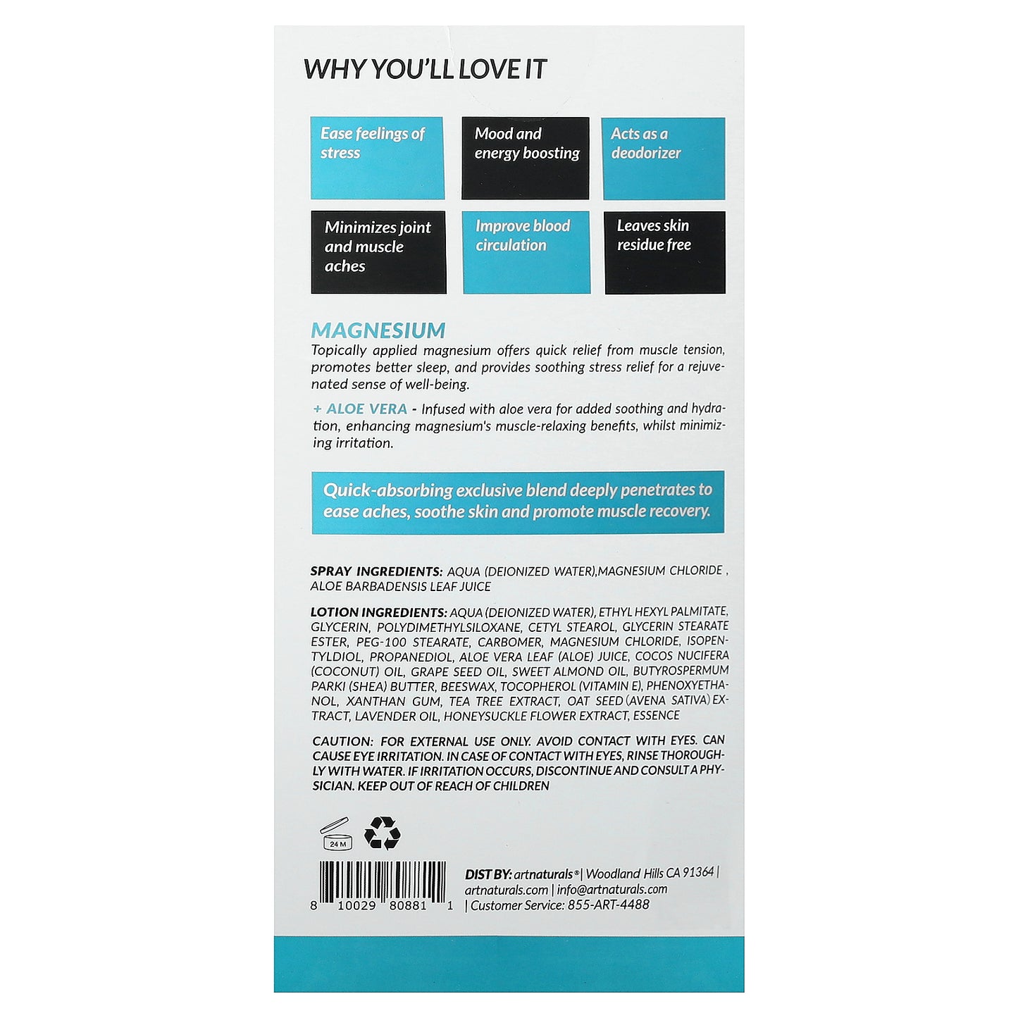 artnaturals, Magnesium Oil Spray & Lotion, 2 Piece Set