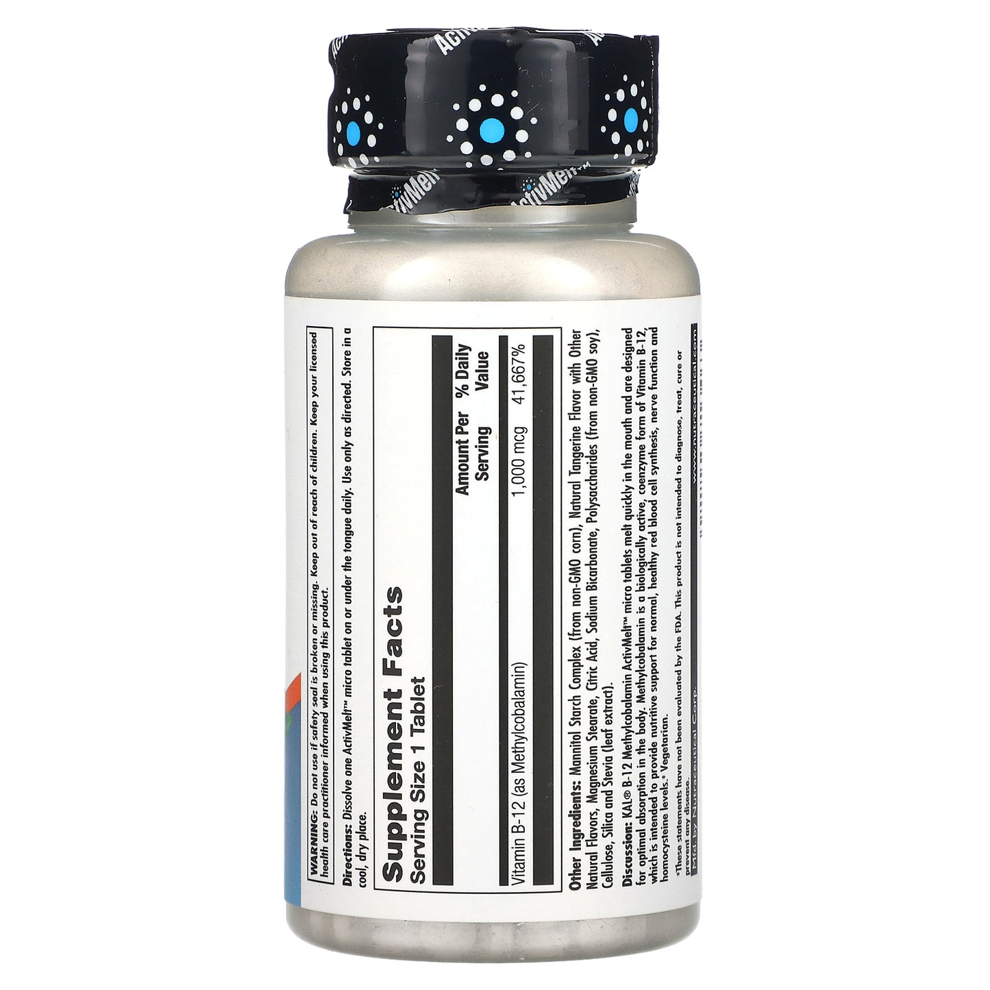 KAL, B-12  Methylcobalamin, Tangerine, 1,000 mcg, 90 Micro Tablets