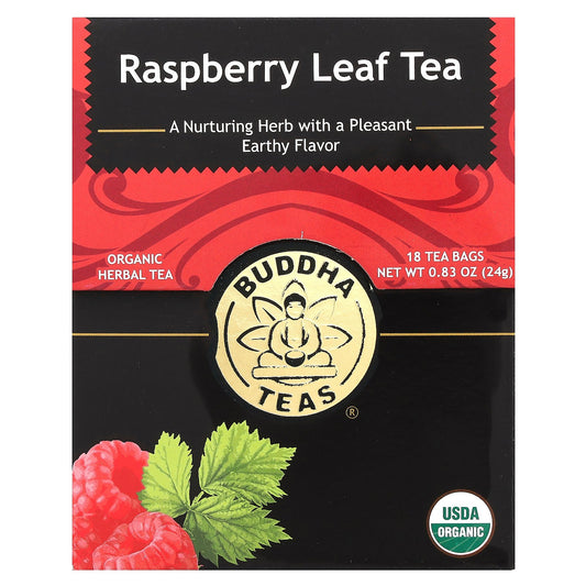 Buddha Teas, Organic Herbal Tea, Raspberry Leaf, Caffeine Free , 18 Tea Bags, 0.83 oz (24 g)