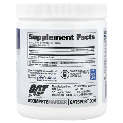 GAT, L-Glutamine, Unflavored, 10.58 oz (300 g)