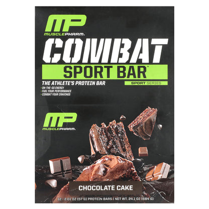 MusclePharm, Combat Sport Bar™, Chocolate Cake, 12 Bars, 2.01 oz (57 g) Each