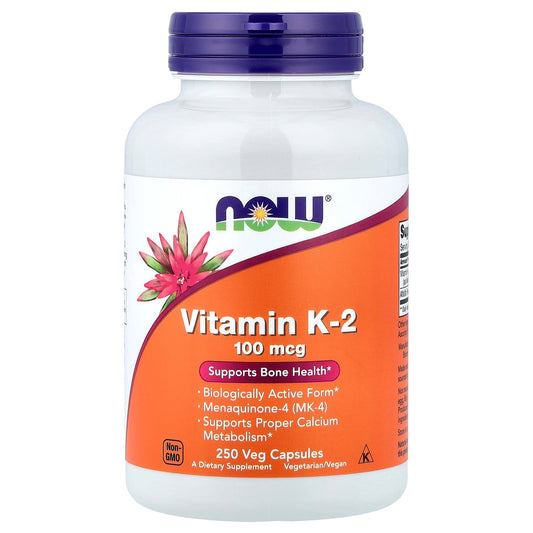 NOW Foods, Vitamin K-2, 100 mcg, 250 Veg Capsules