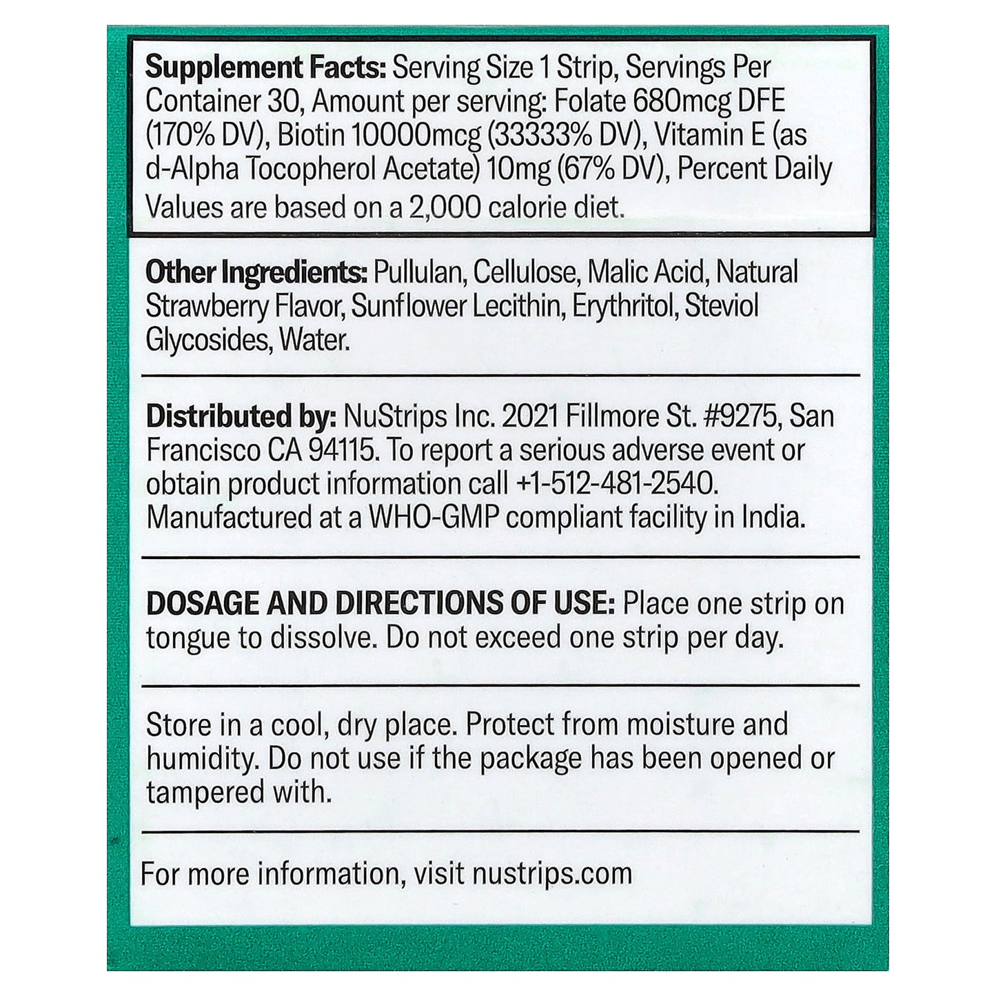 NuStrips, Beauty In A Strip™, Sweet Strawberry, 30 Strips