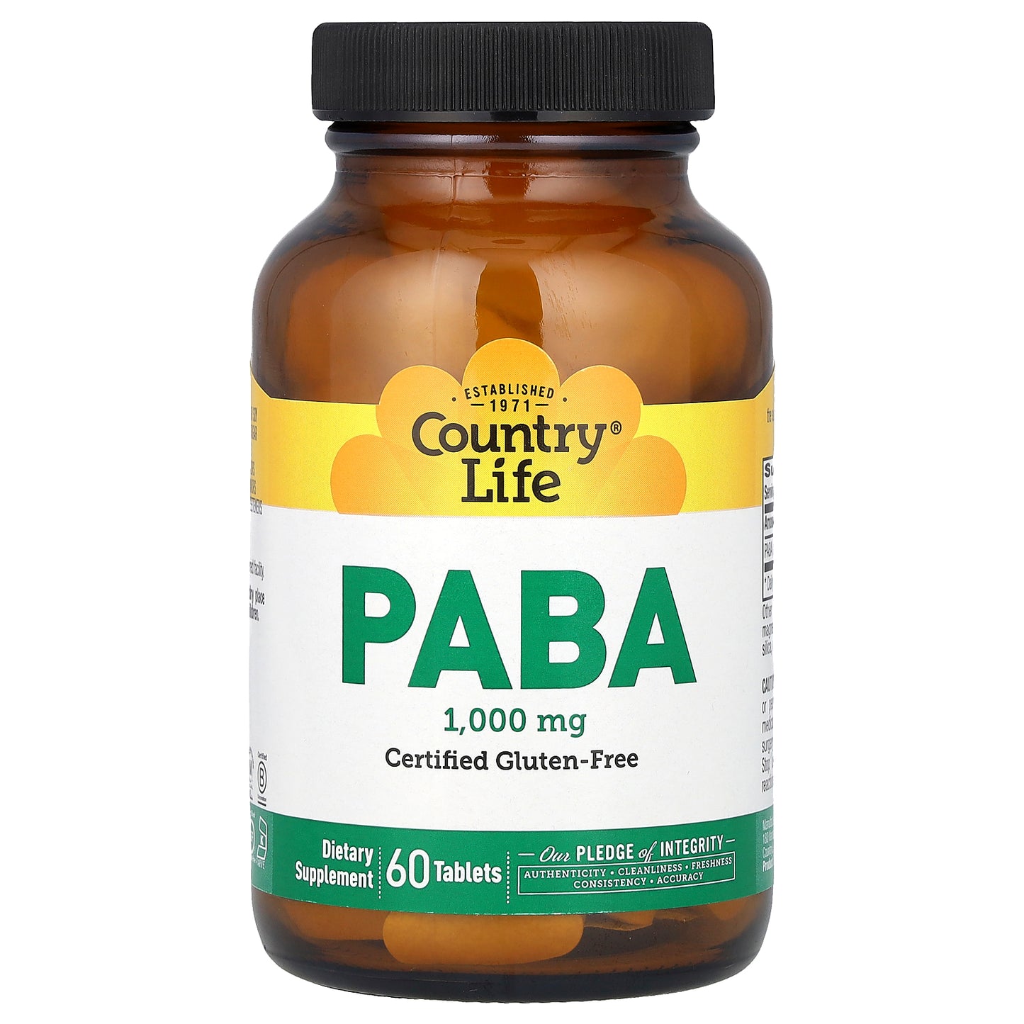 Country Life, PABA, 1,000 mg, 60 Tablets