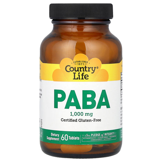 Country Life, PABA, 1,000 mg, 60 Tablets