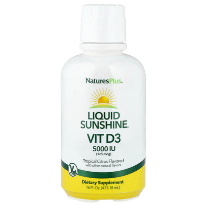 NaturesPlus, Liquid Sunshine®, Vitamin D3, Tropical Citrus, 16 fl oz (473.18 ml)