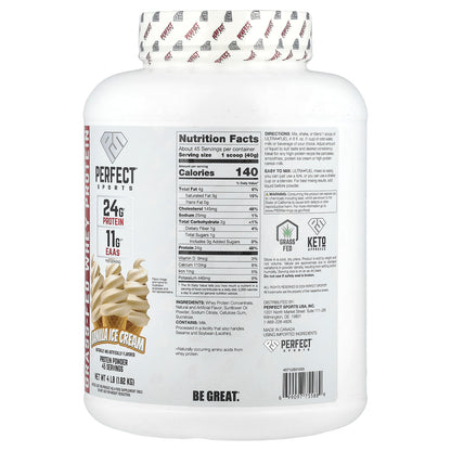 PERFECT Sports, Ultra Fuel, Grass-Fed Whey Protein, Vanilla Ice Cream, 4 lb (1.82 kg)